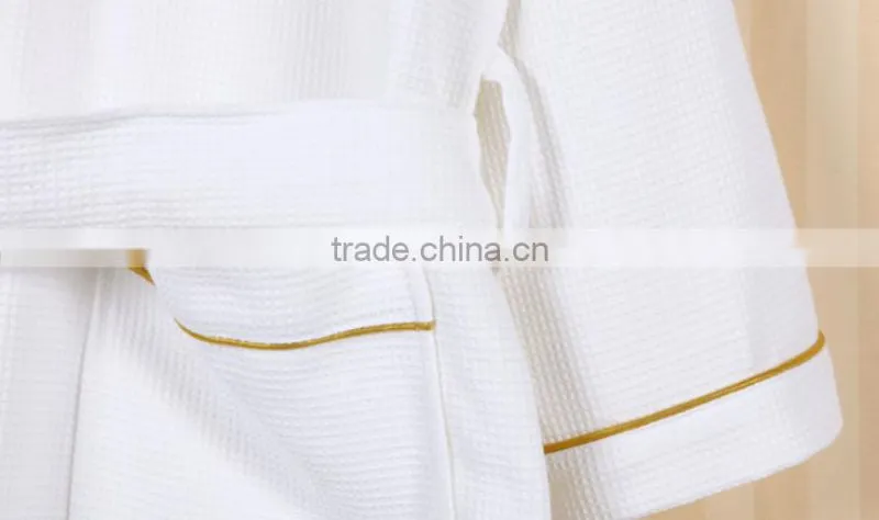 White waffle bathrobe for hotel / home