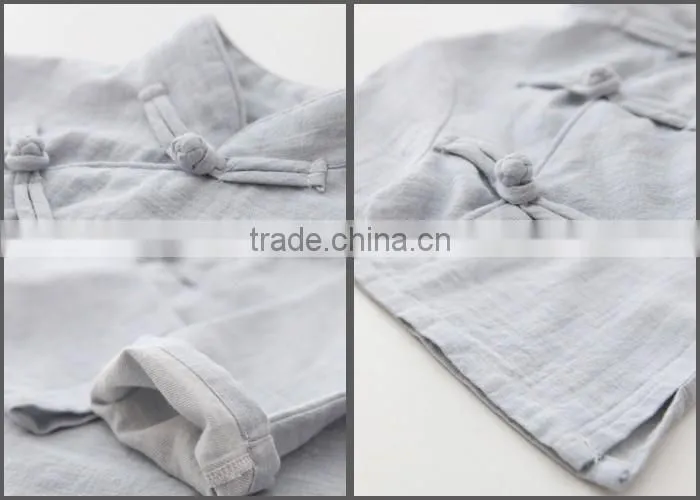 Chinese Style Children's Clothing Plain Dyed Linen Cotton Shirt