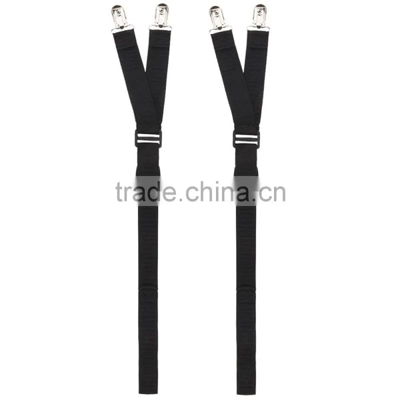 Straight,Stirrup,Y Style Shirt Stays Shirt Holders with Locking Clamps- Black 4pack