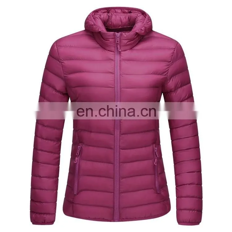 Unisex lightweight nylon shell down jacket with warmer hood