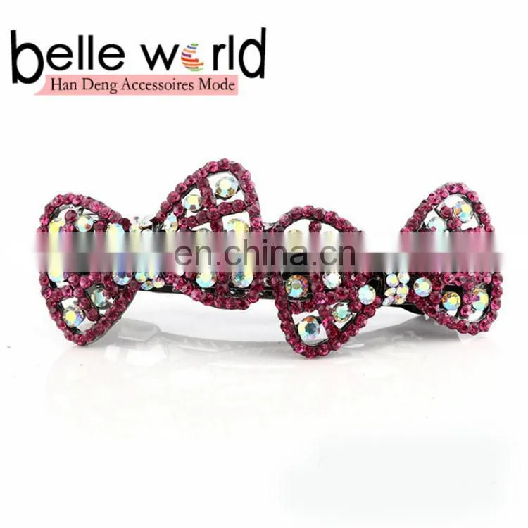 2015 Latest Fashion Bow Rhinestone Barrette Hair Clip