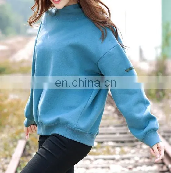 Clothing Women Spring Autumn Ladies Tops Loose Cotton Long Sleeve Batwing High Chimney Collar Velvet Sweatshirt for Women
