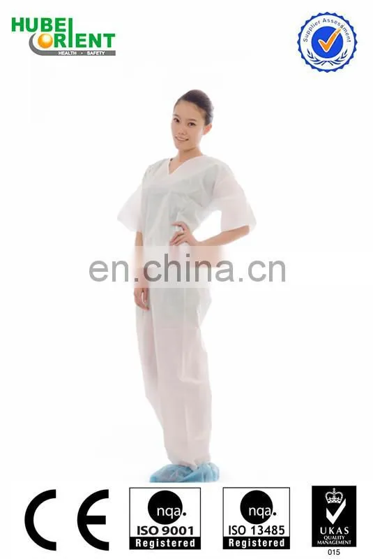 comfortable disposable SMS pajamas kit V neck shirt and trousers