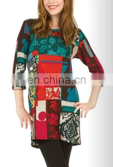 Wholesale Knitted Sweater Fabric Palace Prnit Women Short Dress
