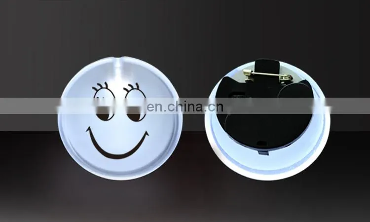high quality customized logo decoration gift PS led flashing badge