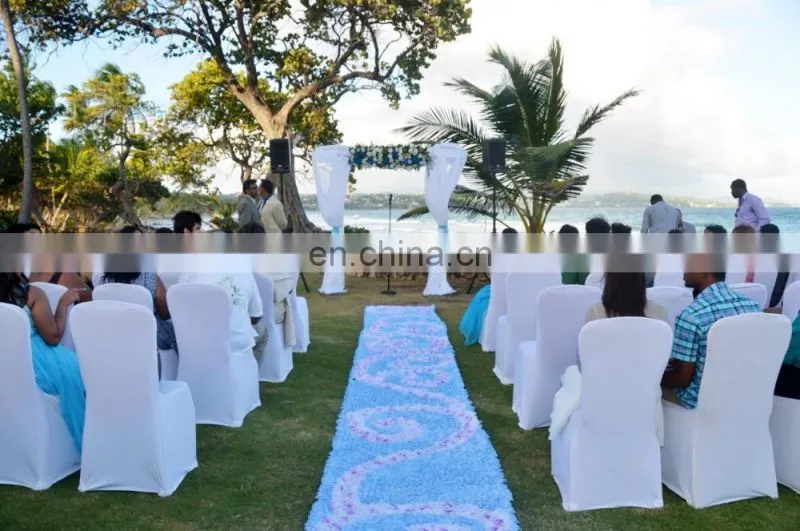 Blue & White Silk Rose Petal Aisle Runner