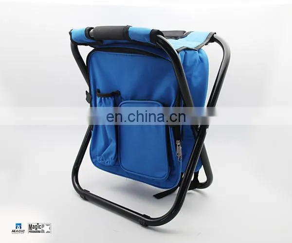 Premium 600D Oxford Fabric Camping hiking Cooler Bag Backpack Folding Stool With Strap