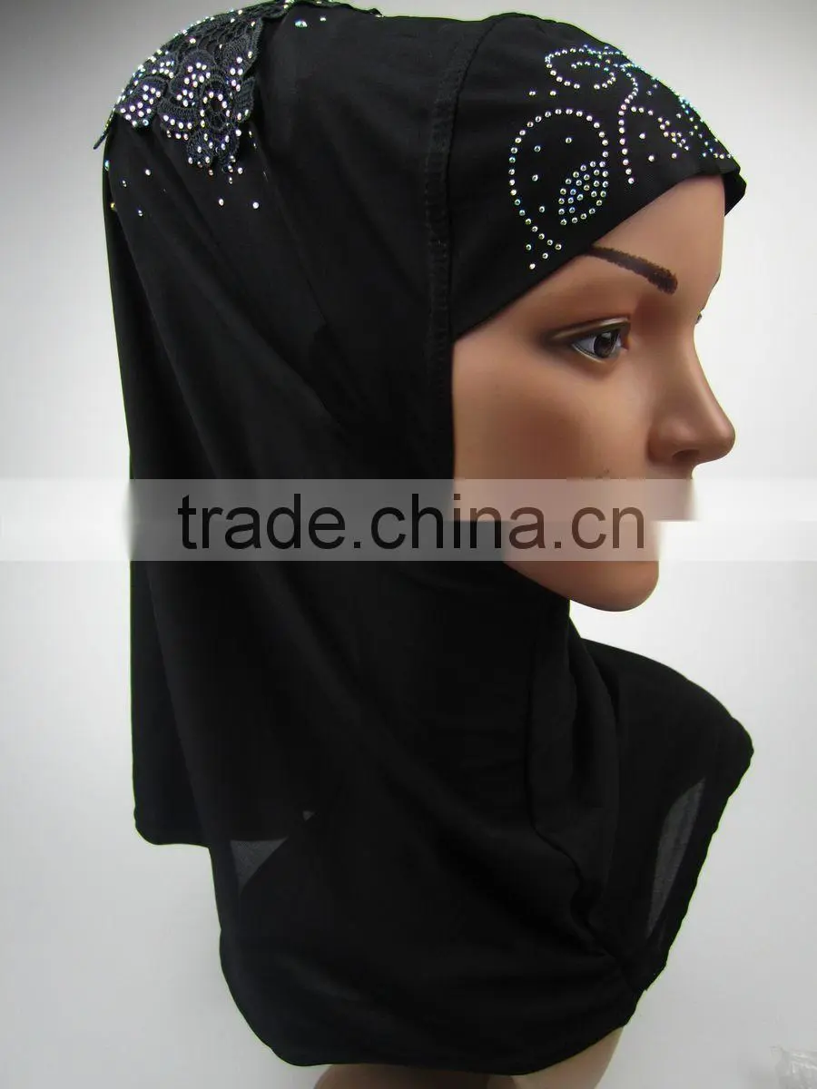 Latest design spring Applique MUSLIM HIJAB with 12colors islamic flower headscarf shawl