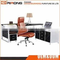 Luxury modern design L-shape office desks leather wooden boss manager executive office counter table