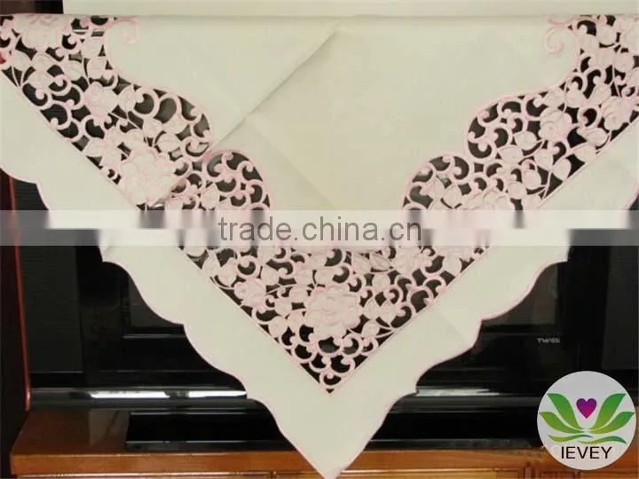 100% cotton damask tablecloth hemstitch table cloth luxurious tablecloth pink fancy tablecloth