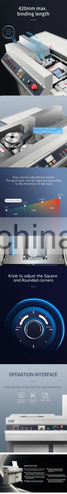 a3 size automatic hot melt glue binding machine heavy duty center binding stapler 5.5cm thickness