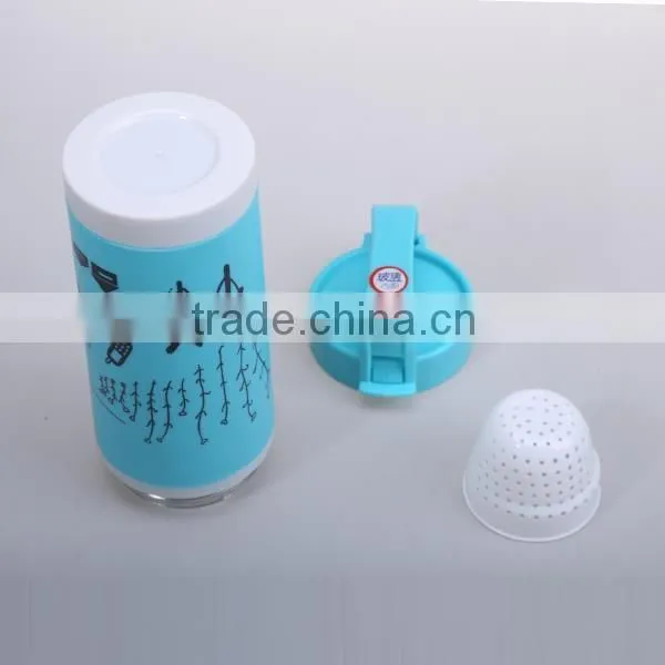 420ML fashion students sport Plastic water bottles with strainer and Air holes