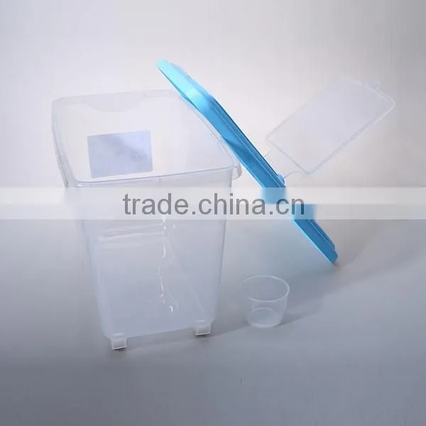 Transparent 15L Plastic Rice Storage Container with Wheel