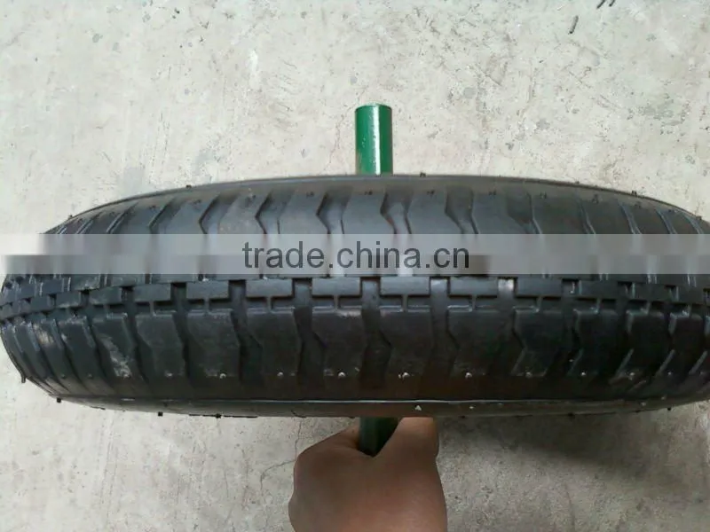 Small pneumatic and solid rubber wheel for wheelbarrow trolley