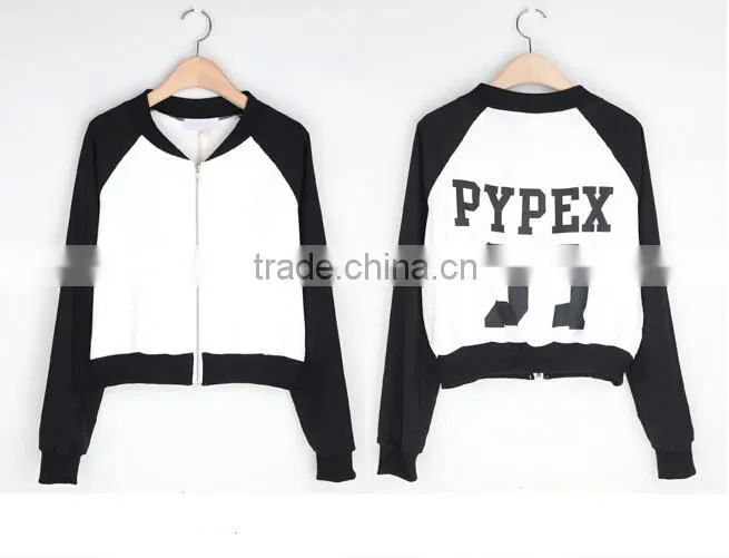 In the fall of the new female fashion leisure short coat black and white stitching fleece jacket dress