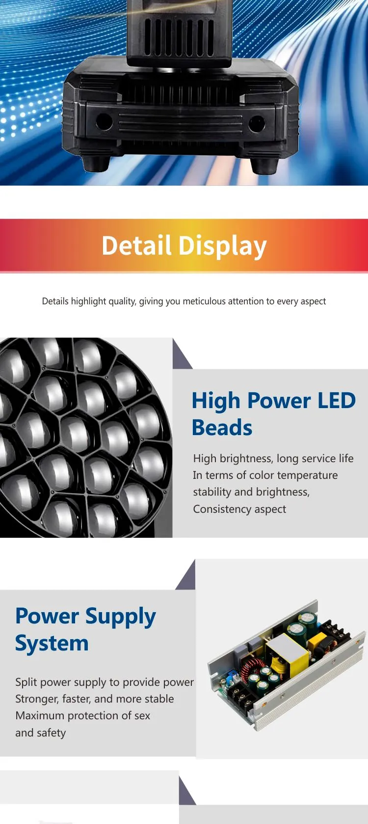 FY-1915 19x15W 4in1 Osram Light Stage Moving Head Light Wash Zoom Beam Light Bee Eye with DMX Control for Stage Night Club Bar Party Dj Ktv