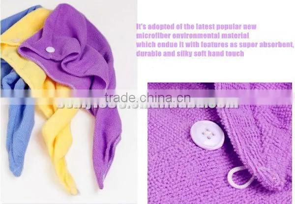 Micro Fiber Super Absorbent Terry Cloth Hair Drying Hooded Towel
