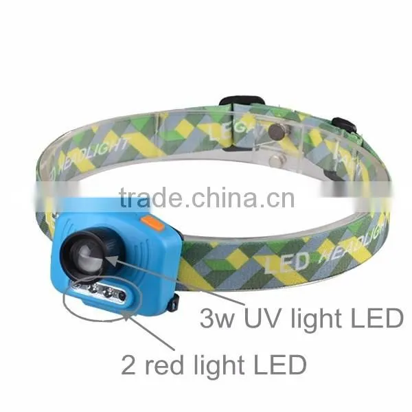 2016 New Arrive Sensor LED Source UV Headlamp USB Charger Dual Light Source Headlamp