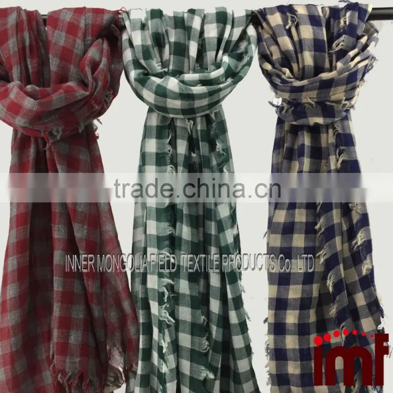 Merino Wool & Cashmere Buffalo Check Scarf