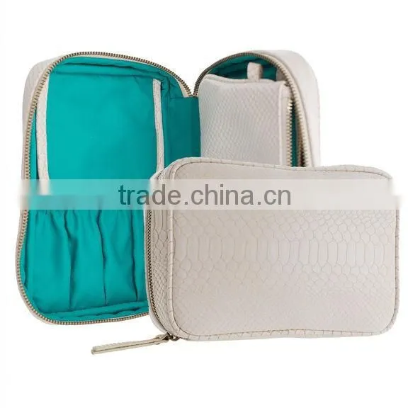 new design high quality snake skin plain makeup brush bag