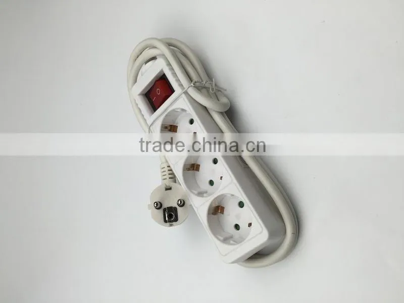 3 ways EU type extension power strip