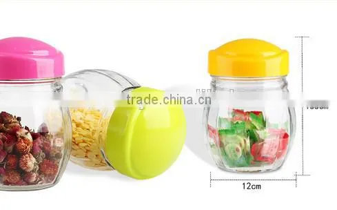 Alibaba colored plastic lid and glass spice jars wholesale