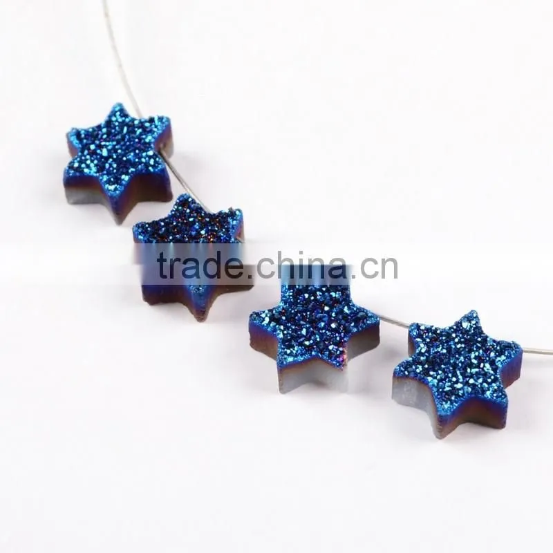 Wholesale mogen david star loose flat agate druzy cabochon beads
