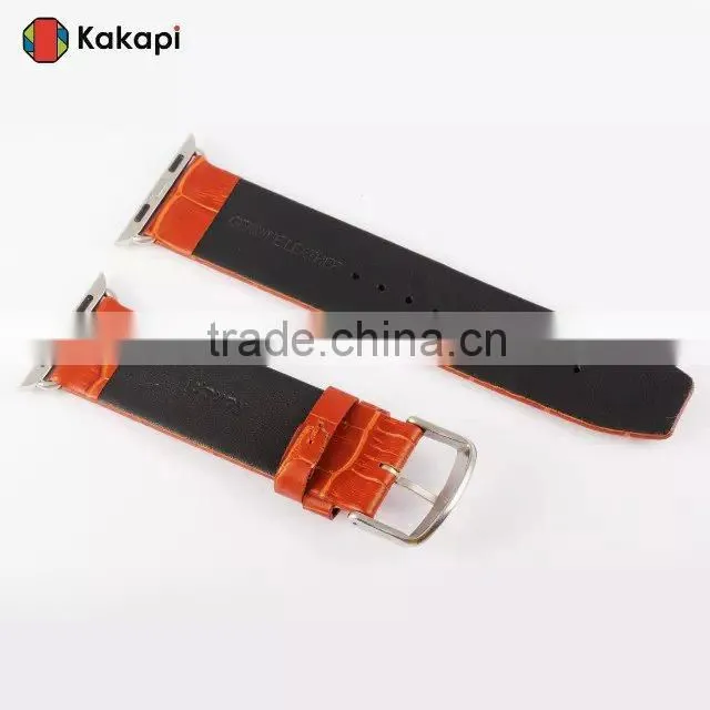 Kakapi Drawing Buckle Genuine Leather Watch Band Wrist Strap With Watchband Converter For 38MM Apple Watch MT-3912