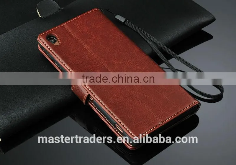 Original Fashion 64 Grain Stand Holder Wallet Flip PU Leather Case For Sony Z3 MT-3102