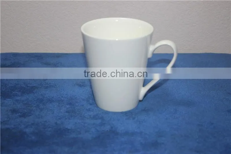 Shining V-shape white blank ceramic mugs bulk for logo