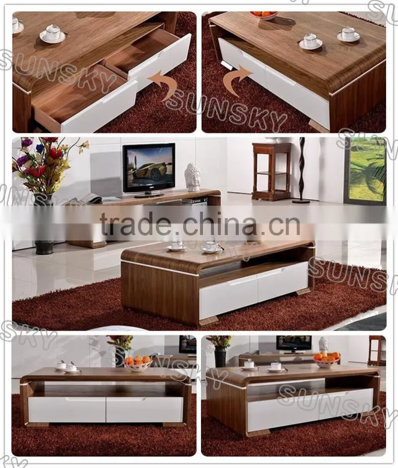 hot selling design MDF coffee table with white drawers 1456A