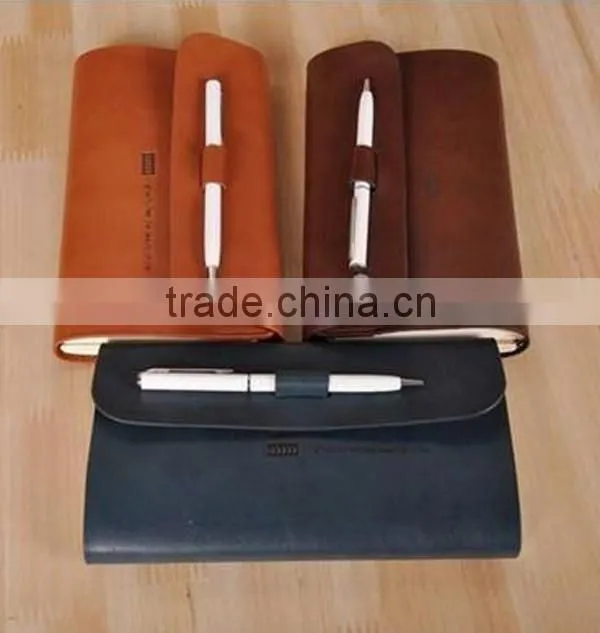 Factory hot sell handmade fashion real leather notebook with pen
