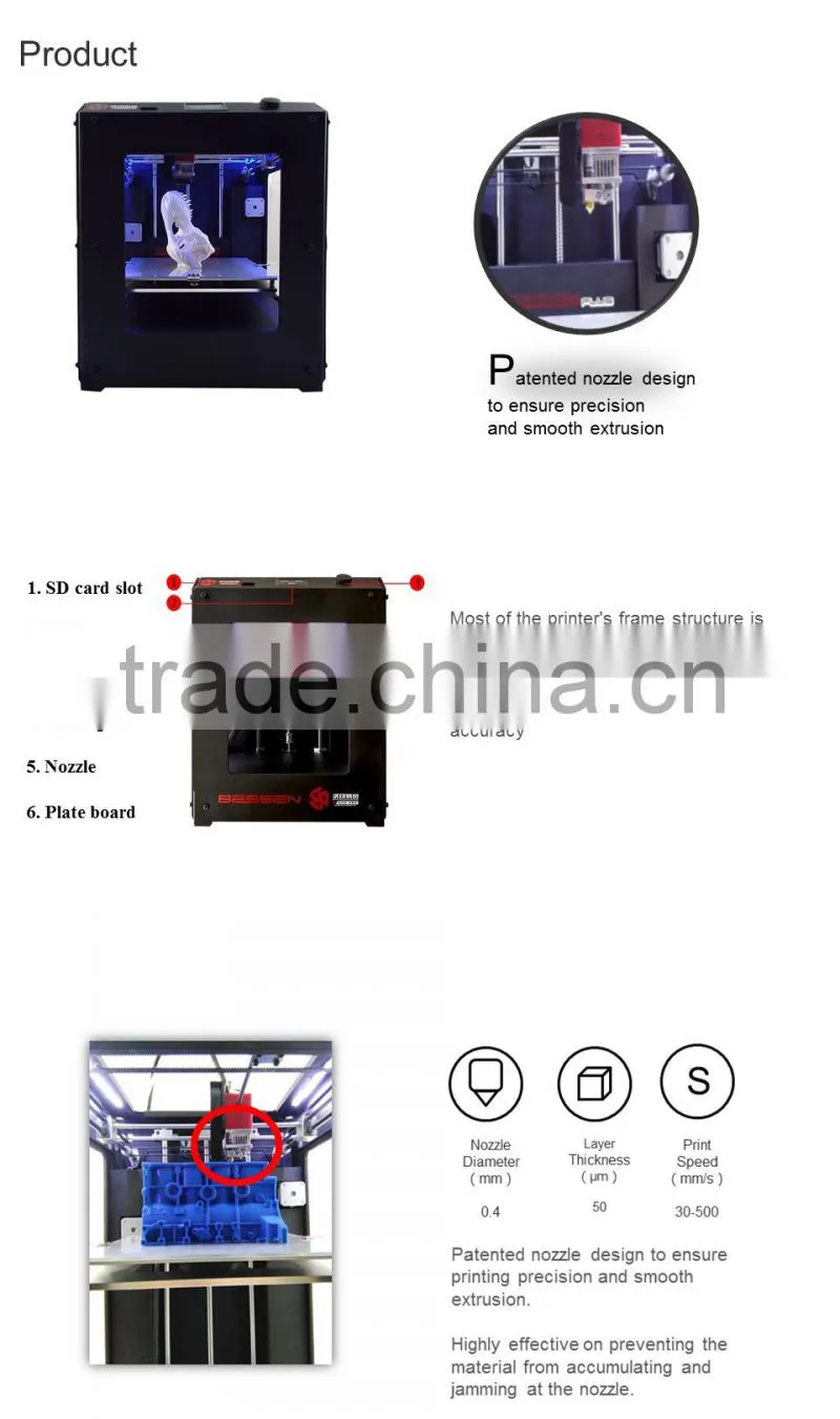 FDM free assembled 3d printers with High resolution