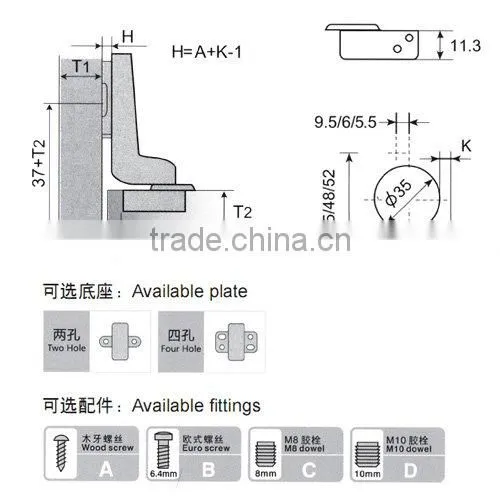 Soft-closing clip on cabinet hinge