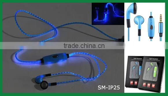 cheap LED Light Earphones with mic LED Earphones For mobile phone Mp3 Player