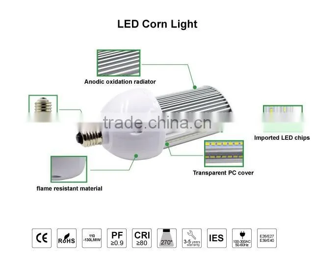 180degree E39 E40 IP64 Waterproof 277v LED bulb light