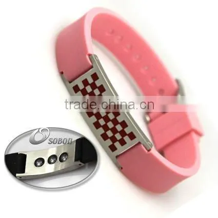 Fashionable Health Sports Titanium Magnetic Ion Silicone bracelet sport balance