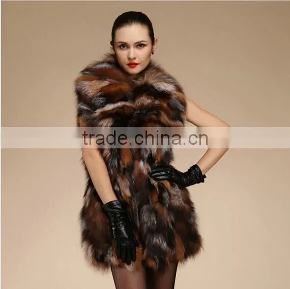 2016 high -end Genuine silver fox Fur Vest