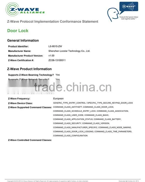 Home Automation Zwave WIFI System Unlock Phone Lock