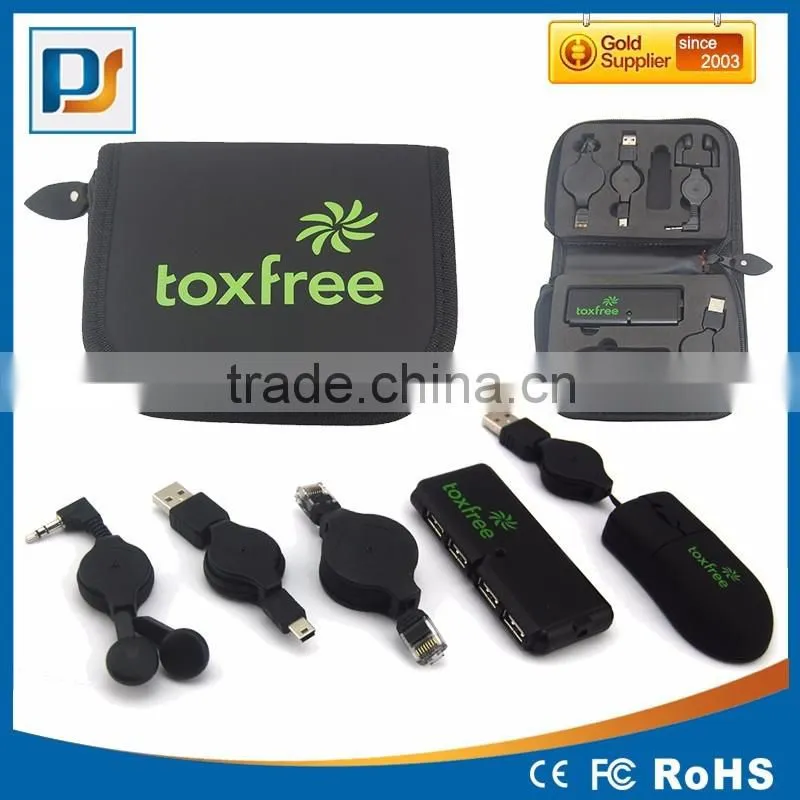 Executive Laptop Accessory Kit ~ Optical Mouse, 4-Port USB Hub, USB pendrive and More