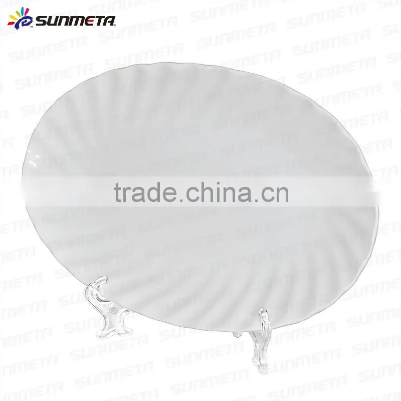 China Manufactory subimation rim golden wavy plate w