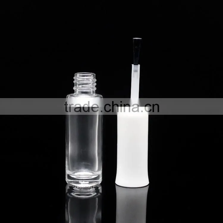 empty mini slim custom nail polish bottle with brush and white cap