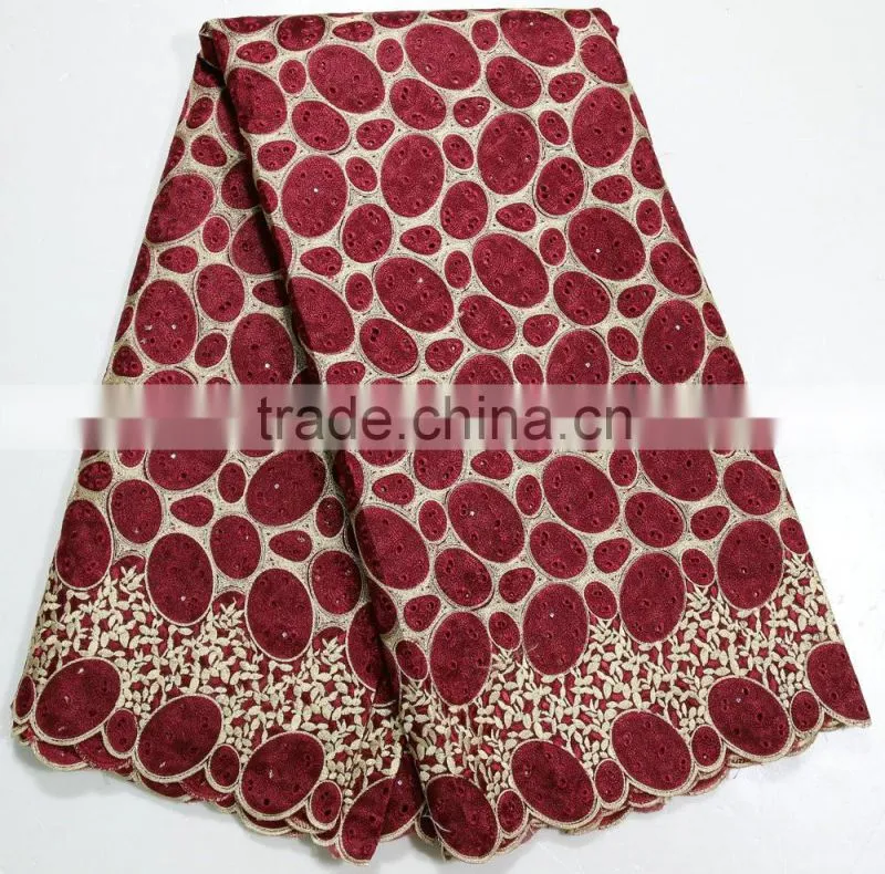 Low price african organza lace in switzerland embroidery with stones for bridal wedding dress