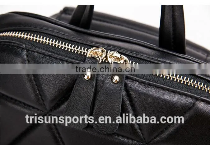 high quality korean style black woman leather leisure backpack