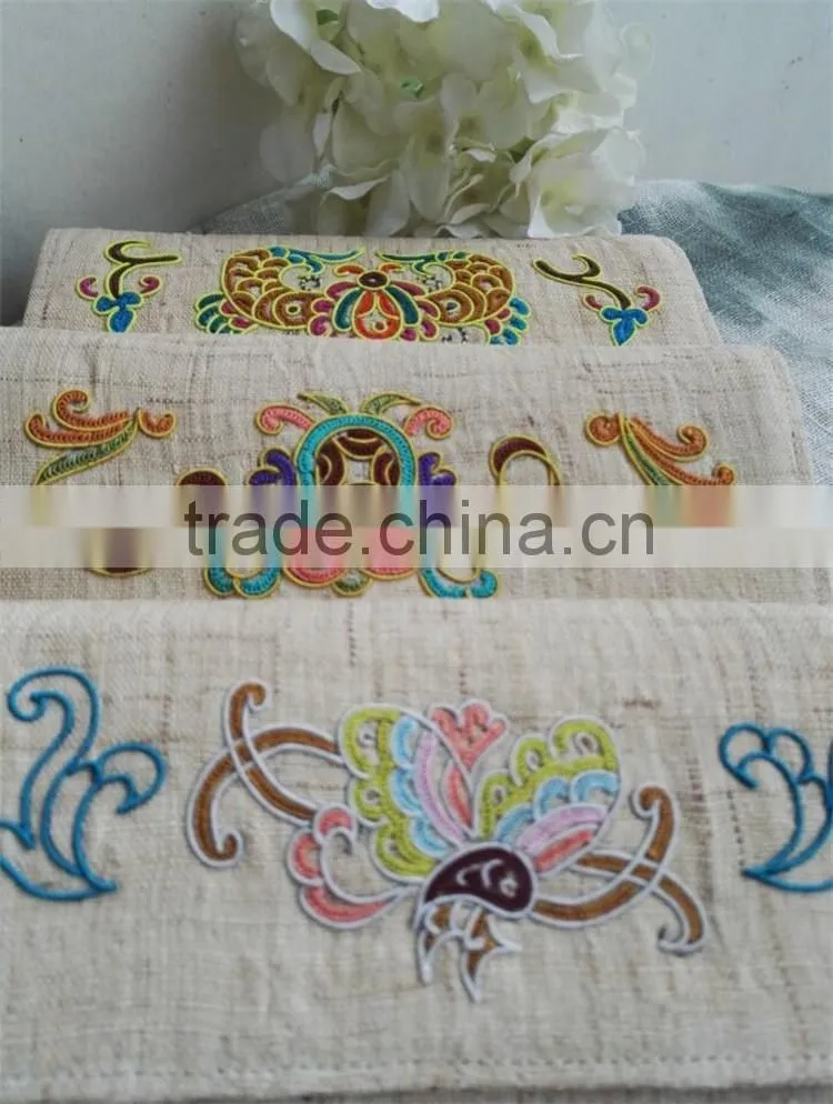 Ramie Fabric & horsetail-based embroidery lady Wallet