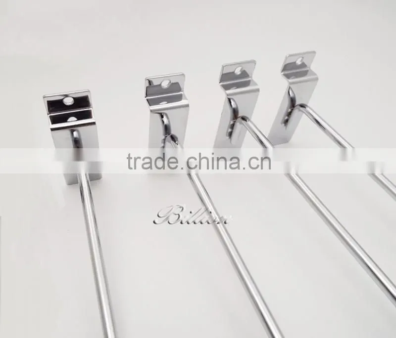 High quality metal chrome slatwall steel wire hook for display board supermarket hanging hook