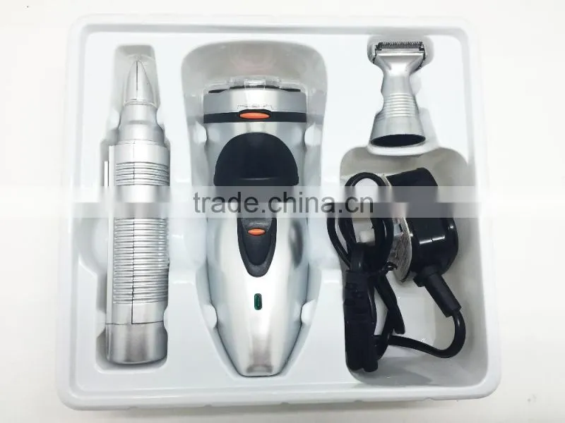 Hot selling! Three head double edge rotation razor blades +flexible portable razor+nose wool implement