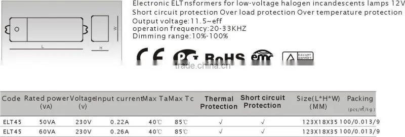 230V plastic shell halogen electronic transformer