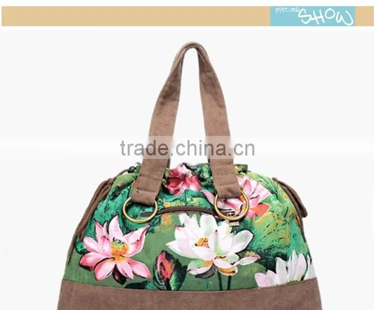traditional design custom handbag, canvas fabric custom handbag,elegant lady custom handbag