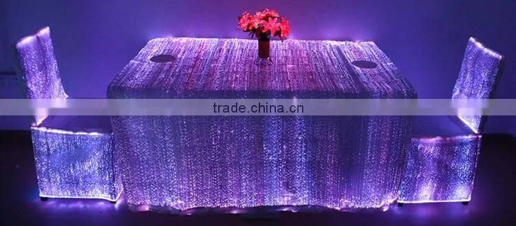 2015 optic fiber Luminous led lighted table cloth for wedding